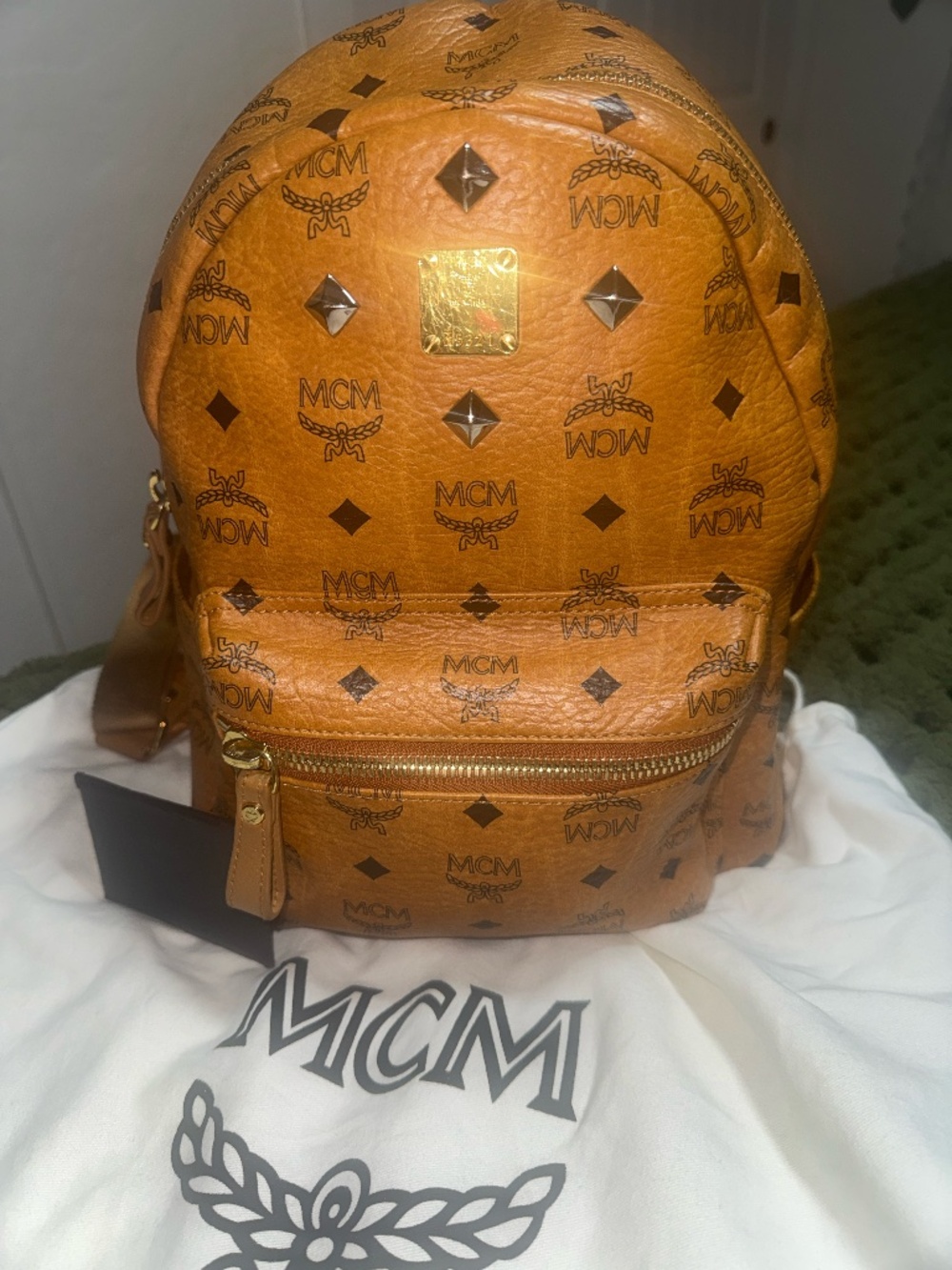 MCM studded medium size backpack!